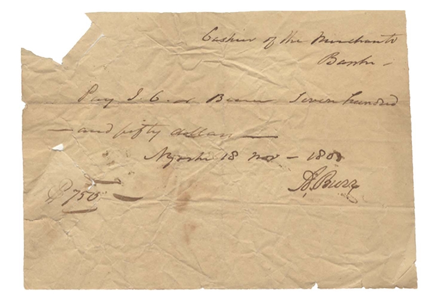 Aaron Burr Signed Check