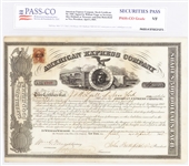 An Early American Express Company Stock Signed By Fargo, Butterfield And Holland 1865, New York.