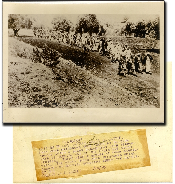 Press Photo Of Captured Arabs In The British Mandate Of Palestine