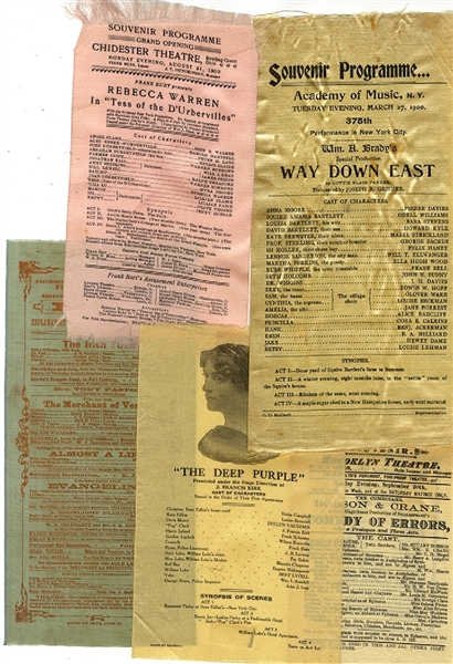 Collection of FIVE Silk Printed Playbills