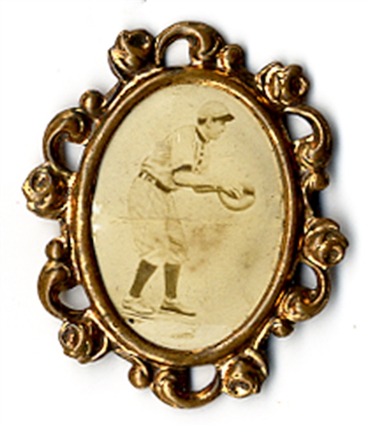 Unique Jewelry Pinback of a 1915 Great Baseball Player