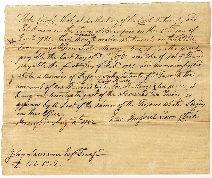 Abatement of Taxes As A Result Of Rev. War Service