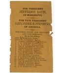 Jefferson Davis and Alexander Stephens Virginia Electoral Ticket