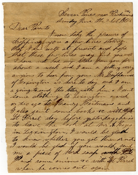 NC Confederate Soldier’s Letter