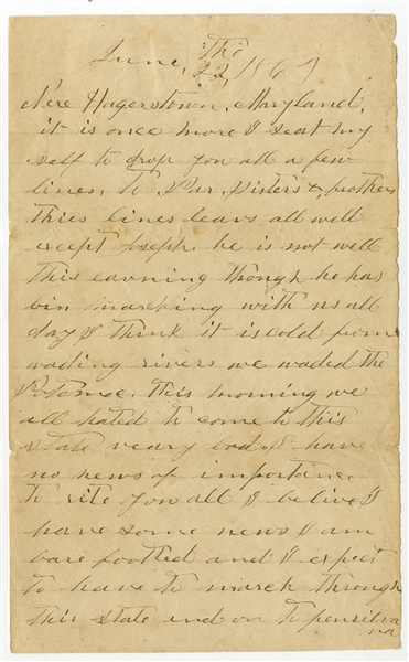 On His Way To Gettysburg, “I am barefoot, and I expect to have to march through this state and on to Pennsylvania, and then maybe back to Virginia before I get any shoes..” 