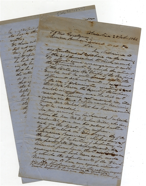 Letter to South Carolina Governor Bonham Regarding The Use Of Blockade Runners