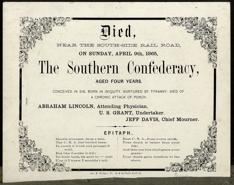 The Death Certificate of The Southern Confederacy