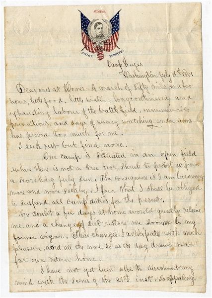 1st New Jersey graphic Battle of Bull Run letter written by Sgt. Albert F. Sharp. The Southerners behaved more like Barbarous than civilized men... bayonetting our wounded on the field.