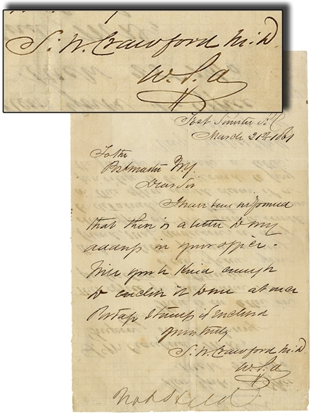 Fort Sumter March 21, 1861. Steamers Have Failed To Bring Aid.Dr. Samuel W. Crawford WritesAn Extraordinary Letter from Fort Sumter By The Fort’s Surgeon