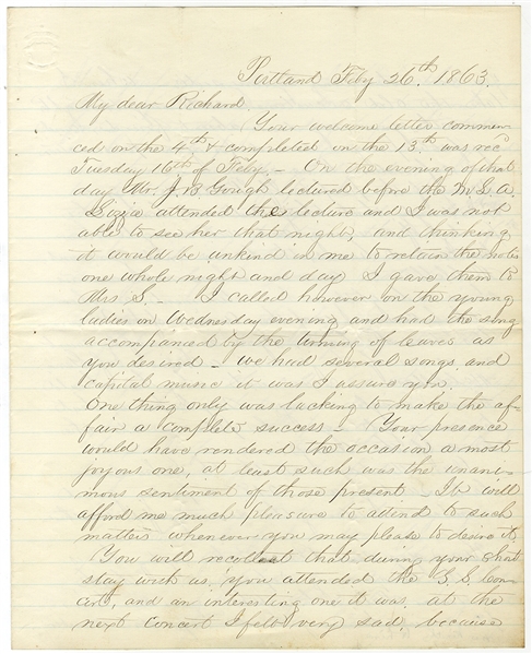 Patriotic Letter To A Union Officer - “ a second Washington might arise whose mission it should be to end this contest by a glorious victory”