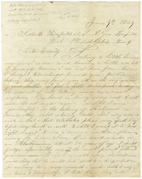  The New York Soldier Writes From The Hospital   