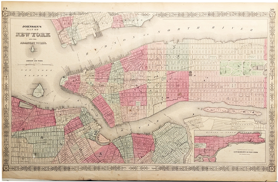 War period - Color Tinted - LARGE New York City Map