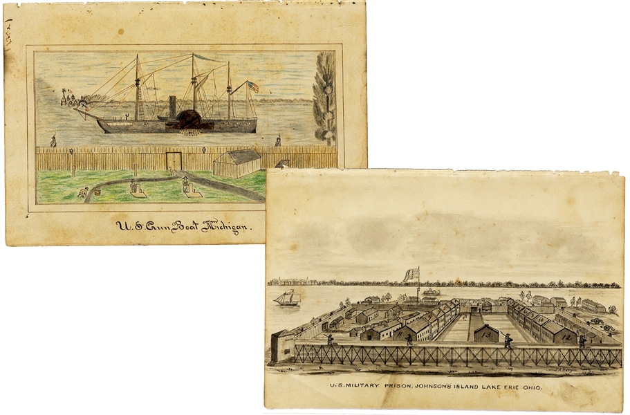 Exquisite Hand Drawn - Colored Illustrations By An Alabama Prisoner At Johnson’s Island