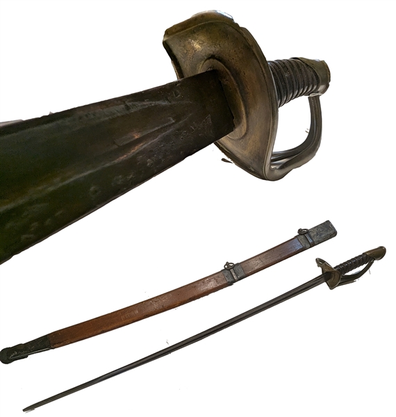 Rare Confederate Cavalry Sabre with Wooden Scabbard and Copper Rivets, attributed to H. Marshall & Co. of Atlanta, Georgia