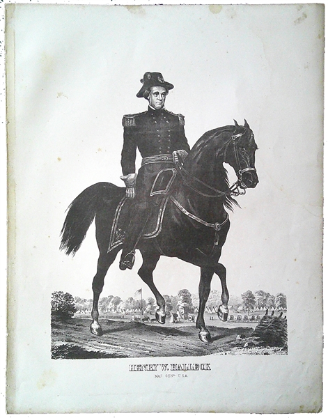 Impressive Print Of Union General  Halleck On Horseback