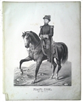 Impressive Print Of Union General  Sigel On Horseback