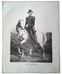 Impressive Print Of Union General  Sumner On Horseback