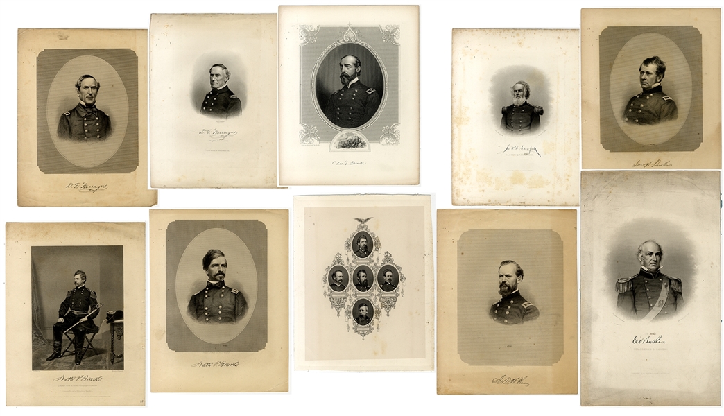 Grouping of Ten Large Format Union Generals  Engravings