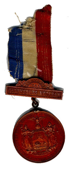 Gettysburg Veterans New York Day medal 1863-1893.