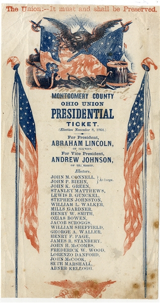 1864 Ohio Lincoln Election Ticket