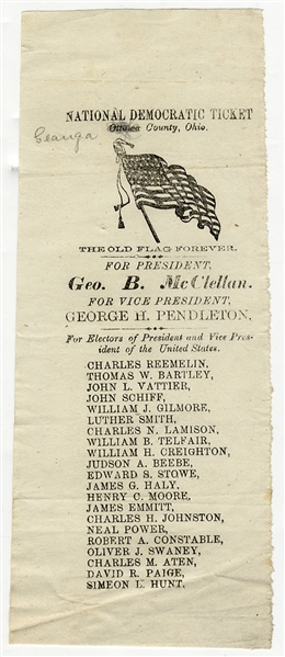 Original  National Democratic Presidential Ticket, Geo. B. McCllelan for President and George H. Pendleton for Vice President