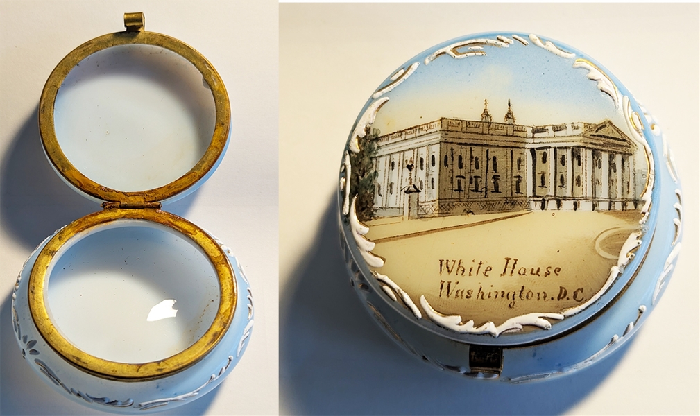 Porcelain White House Trinket Jar