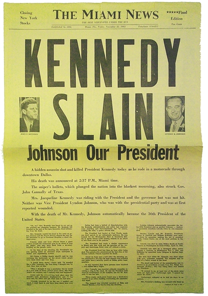 Beautiful and Displayable ‘Kennedy Assassination’ Newspaper