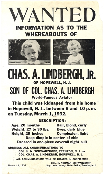 Wanted Poster - Lindbergh Kidnapping