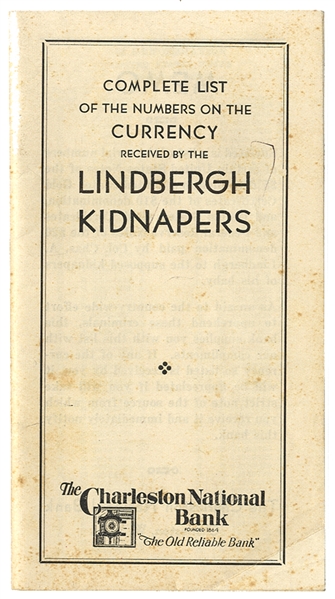 Complete List of the Numbers on The Currency Received by the Lindbergh Kidnapers