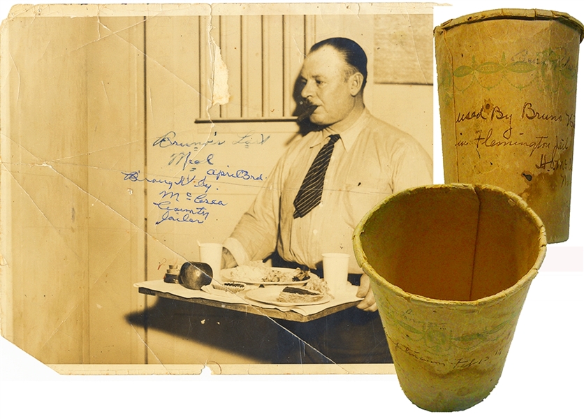 An Extraordinary and Historic Piece - Hauptmann Signed Water Cup - Also Hauptmann’s Last Meal